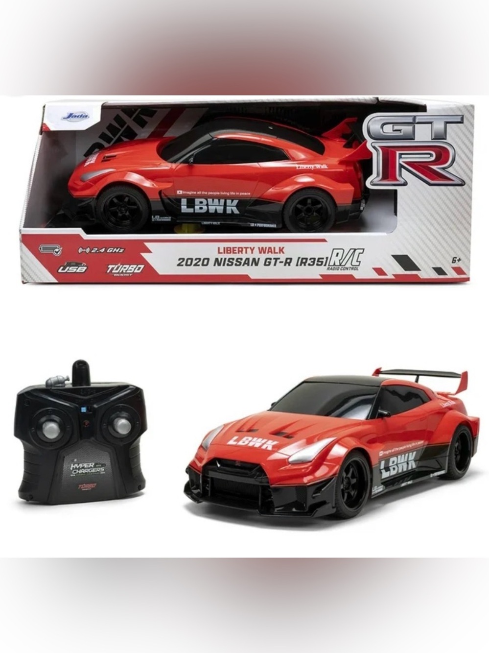 NWT Jada 2020 Nissan GT-R R35 Liberty Walk – 1:16 RC – USB Rechargeable